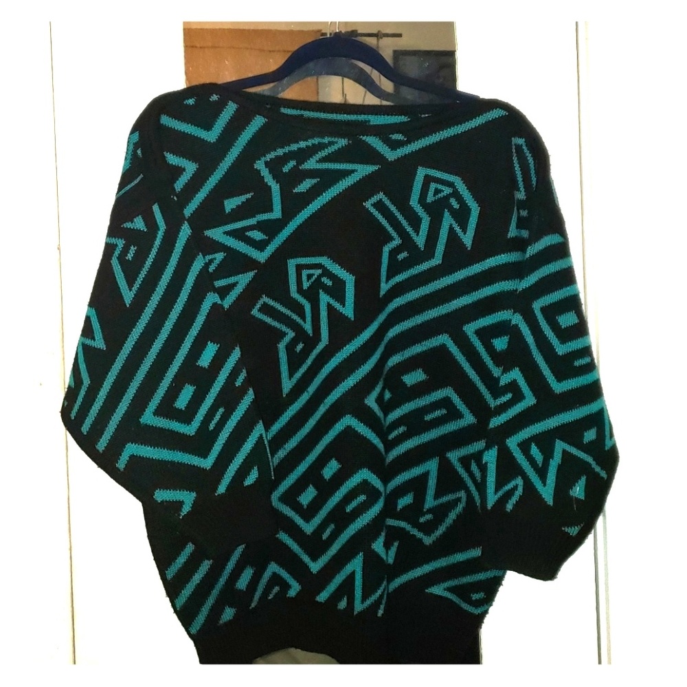 80s geo print batwing sweater